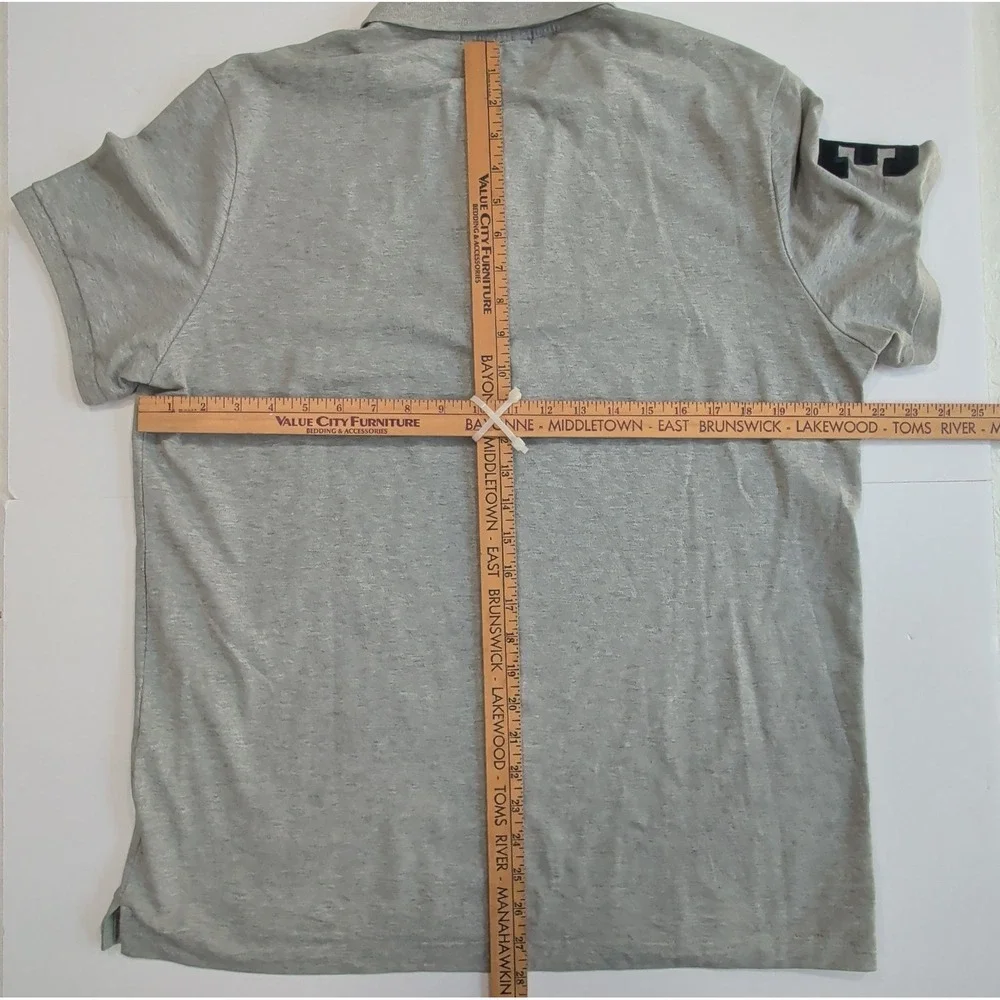 Vintage Ralph Lauren Polo Shirt Mens M Custom Fit Grey Big Pony Number 3 Preppy
